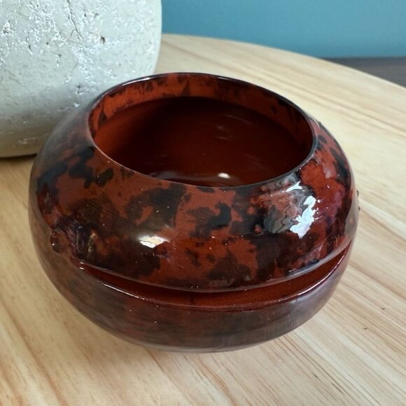 JH Huberhaus Pottery 1996 Studio Sgraffito Egg Separator Redware Pottery - Picture 2 of 9